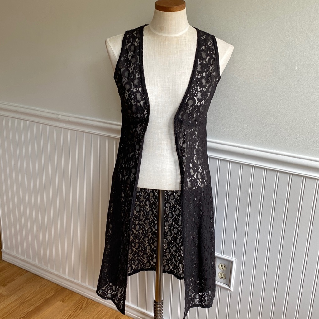 5 For $20! Black Lace Long Vest